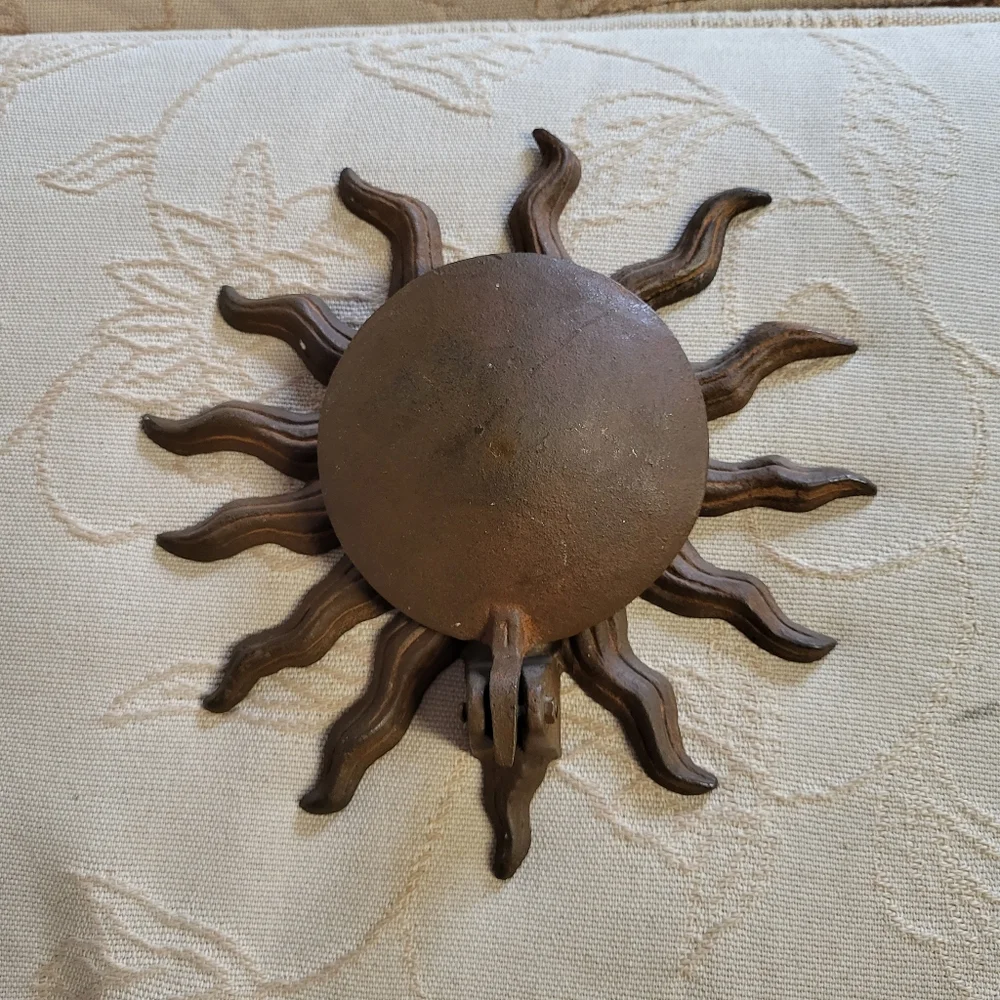 Vintage 90s sun  celestial boho wrought iron candle holder Wall sconce